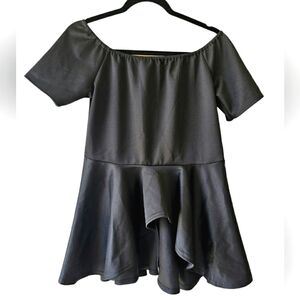 Boohoo Black Scuba Off Shoulder Peplum HI LO Willow Top Blouse Dressy Stretchy